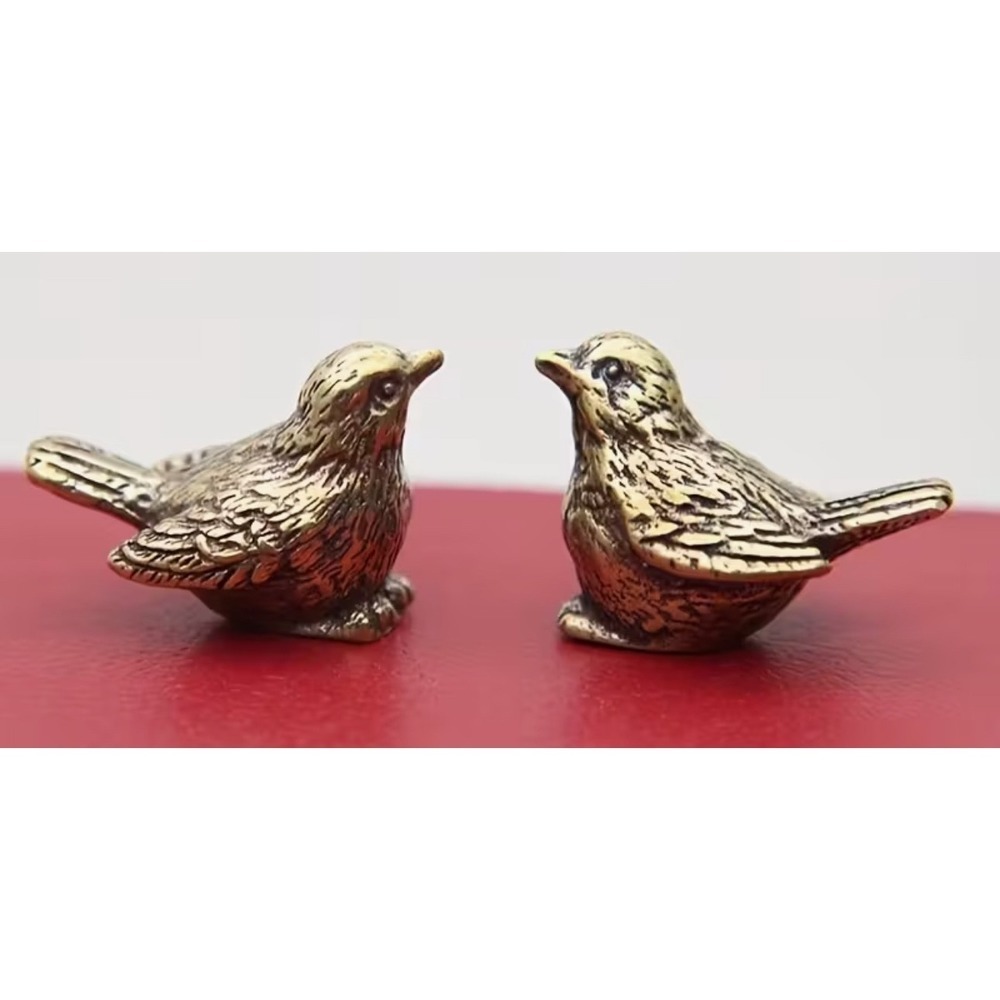 Brass Birds Figurines Set of 2 Ornaments Vintage Style Decor